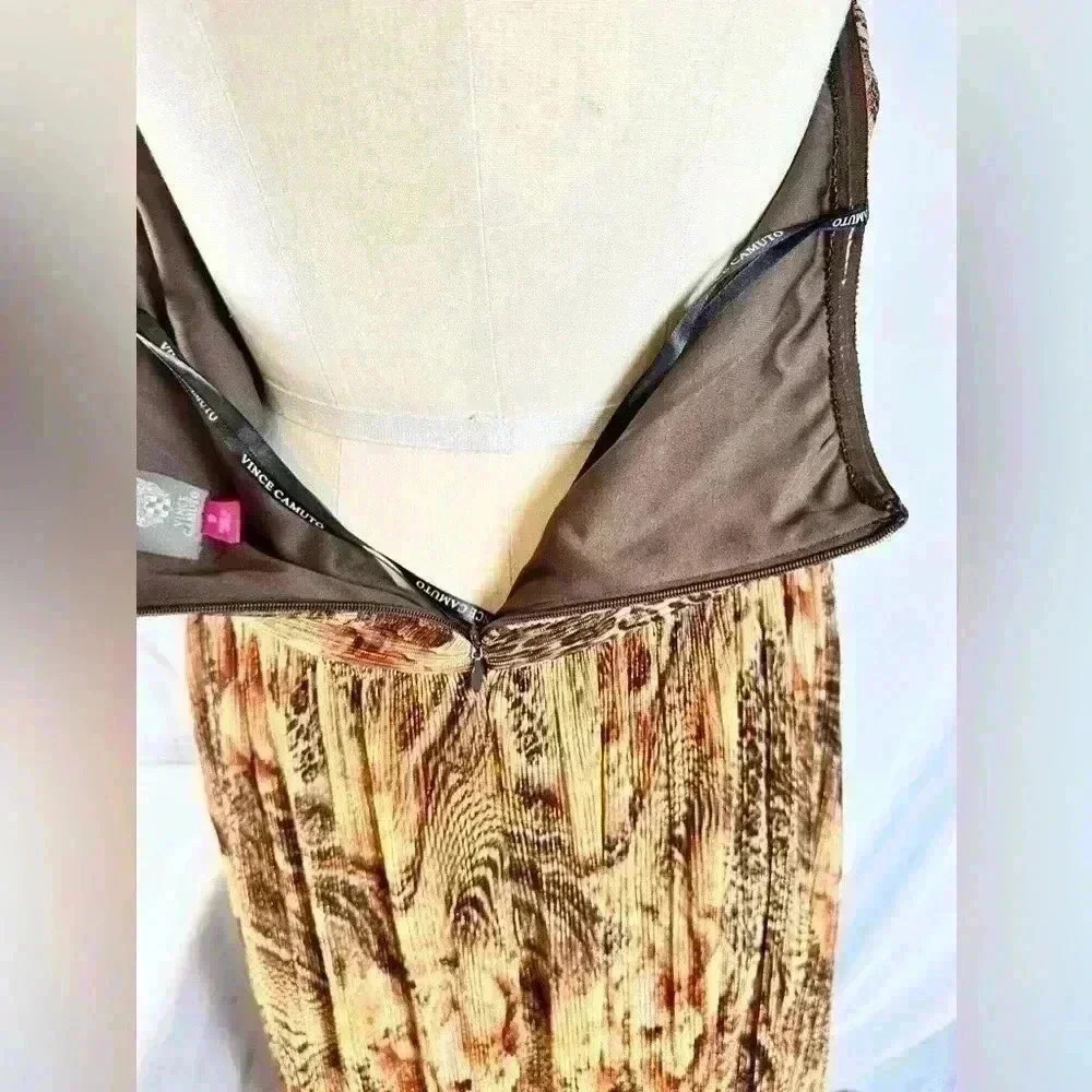 NWT Vince Camuto Size 12 Brown Halter Vacation/Date Night Dress W/23" Necklace - Picture 10 of 13